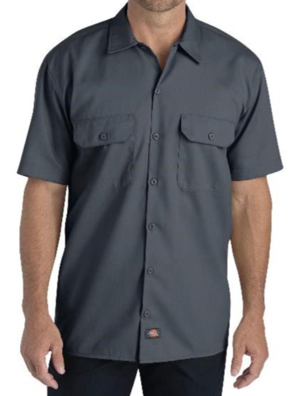 Dickies Men’s Size 3X Short Sleeve Twill Work Shirt Dark Gray Relaxed Fit Button